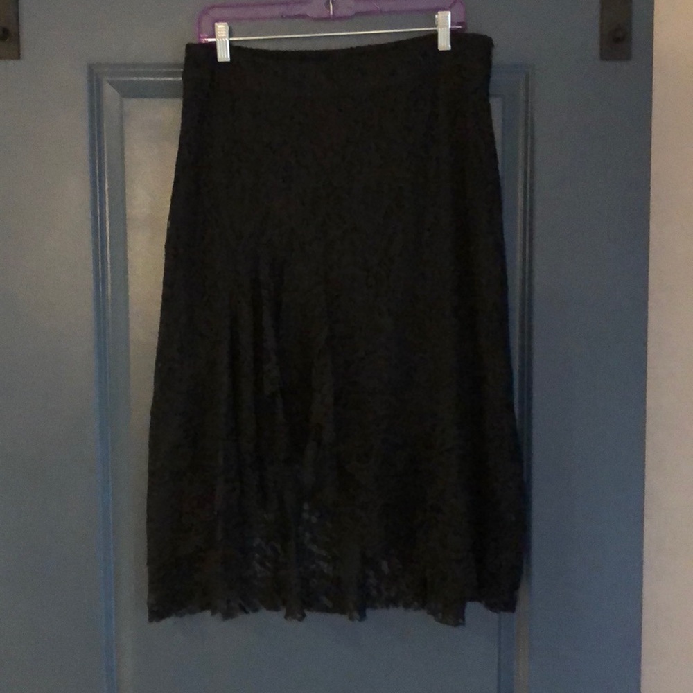 Black lace skirt with ruffles